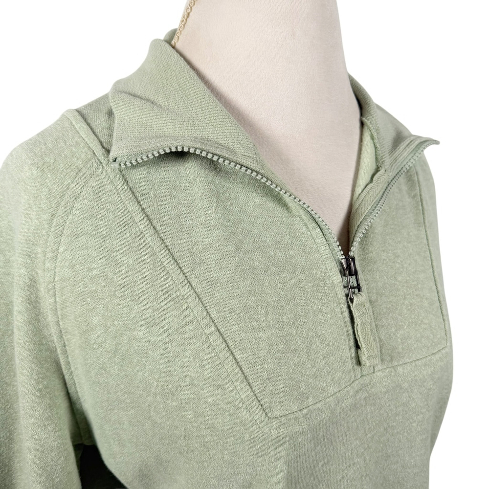 Prana Cozy Up Pullover Sweatshirt Heather Green Crop Length Relaxed Size S - Picture 10 of 12